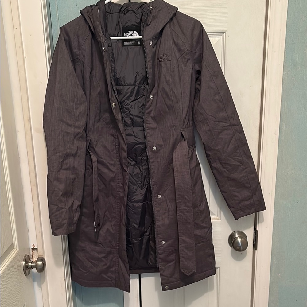 The North Face Water-Resistant belted hooded jacket